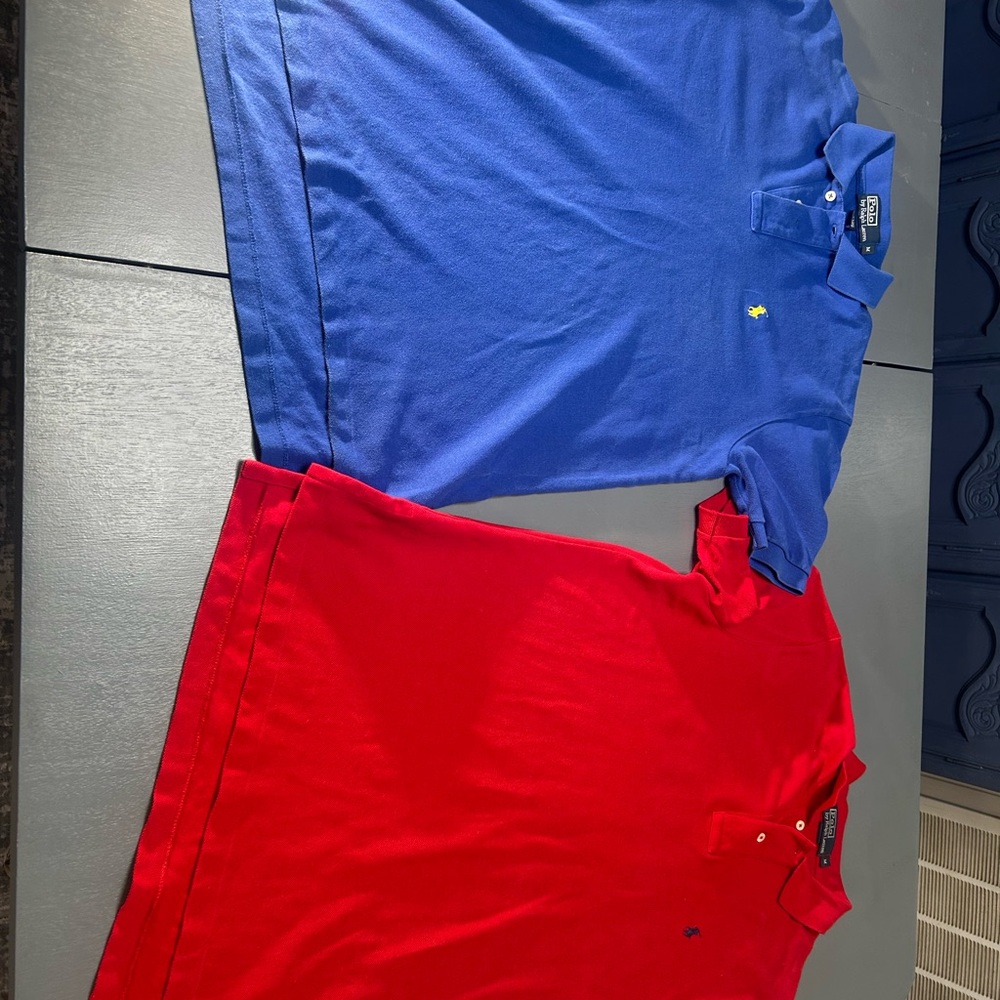 Ralph Lauren Classic Blue and red  Polo Shirt men size medium both used